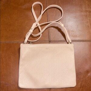 CUYANA Italian Pebbled Leather Pouch Crossbody Bag in Blush